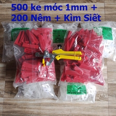 Combo bộ ke lát gạch 1 kìm + 500 ke móc + 200 nêm