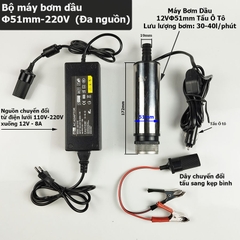 Máy bơm chìm bơm dầu, nước mini 12V - 24V - 220V