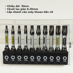 Bộ Lục Giác Hoa Thị lắp nhanh máy Khoan Bắn vít bằng Thép Hợp Kim NunChaku D2