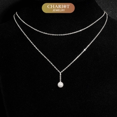 Dây chuyền DCJ82 layer bạc 925 charm ngọc trai ChariotJewelry