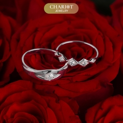 Nhẫn đôi bạc S925 nam nữ NCJ123 Art Deco Inspired, nhẫn couple bạc, quà tặng 8-3 ý nghĩa dành tặng bạn gái, ChariotJewelry