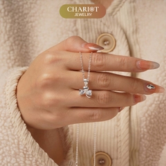 Dây chuyền DCJ67 cỏ 3 lá đính đá sắc màu bạc 925 ChariotJewelry