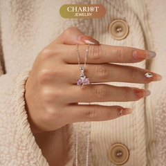 Dây chuyền DCJ67 cỏ 3 lá đính đá sắc màu bạc 925 ChariotJewelry