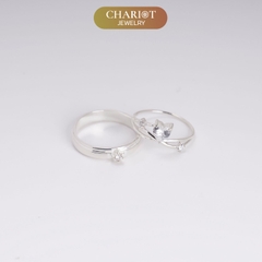 Nhẫn đôi bạc S925 nam nữ NCJ139 Starry Night Heart, nhẫn couple bạc, quà tặng 8-3 ý nghĩa dành tặng bạn gái, ChariotJewelry