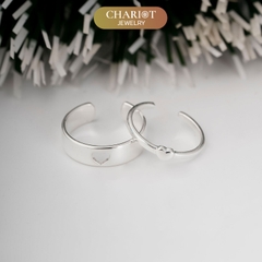 Nhẫn đôi bạc S925 nam nữ NCJ122 Matching Heart, nhẫn couple bạc, quà tặng 8-3 ý nghĩa dành tặng bạn gái, ChariotJewelry