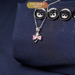 Dây chuyền DCJ67 cỏ 3 lá đính đá sắc màu bạc 925 ChariotJewelry