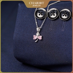 Dây chuyền DCJ67 cỏ 3 lá đính đá sắc màu bạc 925 ChariotJewelry