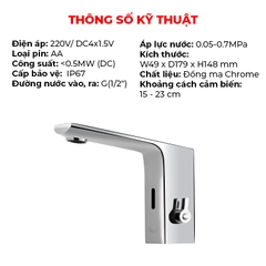 Bộ vòi chậu rửa tay cảm ứng nóng lạnh RC - 1206