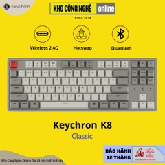 Bàn Phím Cơ Không Dây Keychron K8 HotSwap - Không Led | Keychron Switch