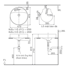 Lavabo chậu rửa mặt Inax L-294V/AL294V đặt bàn