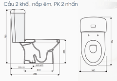 Bồn cầu 2 khối Thiên Thanh Peach + Lavabo LT04