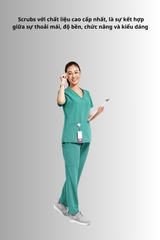 Áo Scrubs nữ cao cấp thương hiệu MOH, cổ V-neck, 3 túi, chất vải và form chuẩn Mỹ (WTS101)