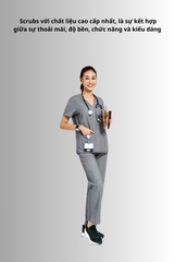 Áo Scrubs nữ cao cấp thương hiệu MOH, cổ V-neck, 3 túi, chất vải và form chuẩn Mỹ (WTS101)