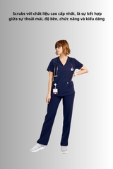 Áo Scrubs nữ cao cấp thương hiệu MOH, cổ V-neck, 3 túi, chất vải và form chuẩn Mỹ (WTS101)