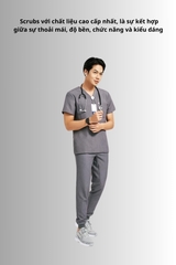 Áo Scrubs cao cấp nam thương hiệu MOH, cổ V-neck, 3 túi, chất vải và form chuẩn Mỹ (MTS101)