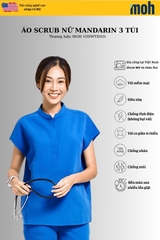 Áo Scrubs cao cấp nữ thương hiệu MOH, cổ trụ Mandarin, 2 túi, chất vải và form chuẩn Mỹ (WTS103)