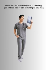 Áo Scrubs cao cấp nam thương hiệu MOH, cổ V-neck, 2 túi, chất vải và form chuẩn Mỹ (MTS102)