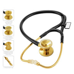 Ống nghe tim mạch MDF® Procardial® Gold dây đen đối tượng người lớn và trẻ em