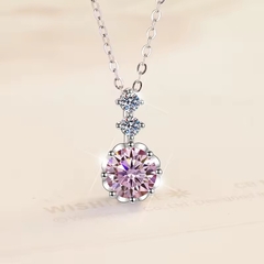 Dây Chuyền ESME ESHK009P Kim Cương Đá Moissanite Bạc 925 Xi Kim 5 lớp