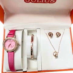 Combo Đồng Hồ Nữ JA-823D Julius Hàn Quốc +  JSB078 + ES096