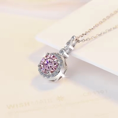 Dây Chuyền ESME ESHK070P Kim Cương Đá Moissanite Bạc 925 Xi Kim 5 lớp