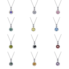 Dây Chuyền ESME ESHK009P Kim Cương Đá Moissanite Bạc 925 Xi Kim 5 lớp