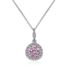 Dây Chuyền ESME ESHK070P Kim Cương Đá Moissanite Bạc 925 Xi Kim 5 lớp