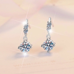 Bông Tai ESME ESES034 Kim Cương Đá Moissanite Bạc 925 Xi Kim 5 lớp