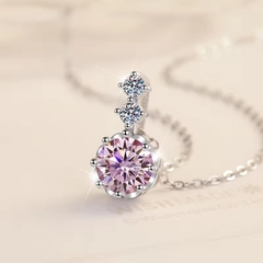 Dây Chuyền ESME ESHK009P Kim Cương Đá Moissanite Bạc 925 Xi Kim 5 lớp