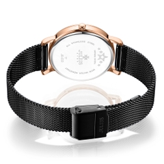 Đồng Hồ Dây Thép JS-033C Julius Hàn Quốc Đính kim cương (Đen)