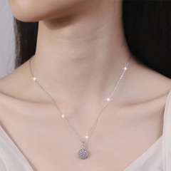 Dây Chuyền ESME ESHK070P Kim Cương Đá Moissanite Bạc 925 Xi Kim 5 lớp
