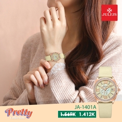 Đồng Hồ Nữ JA-1401A Julius Hàn Quốc Dây Da (Trắng Kem)