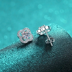 Bông Tai ESME ES179BKC Kim Cương Đá Cubic Zirconia Bạc 925 Xi Kim 5 lớp