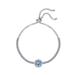 Vòng Tay ESME ESSL007 Kim Cương Đá Moissanite Bạc 925 Xi Kim 5 lớp