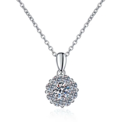 Dây Chuyền ESME ESHK063 Kim Cương Đá Moissanite Bạc 925 Xi Kim 5 lớp