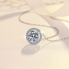 Dây Chuyền ESME ESHK051 Kim Cương Đá Moissanite Bạc 925 Xi Kim 5 lớp