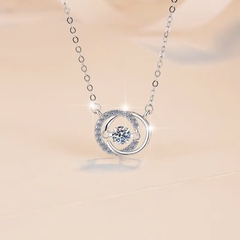 Dây Chuyền ESME ESHK083 Kim Cương Đá Moissanite Bạc 925 Xi Kim 5 lớp