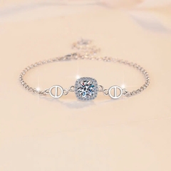 Vòng Tay ESME ESSL029 Kim Cương Đá Moissanite Bạc 925 Xi Kim 5 lớp