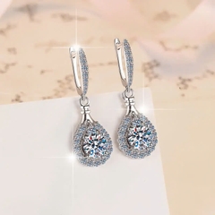 Bông Tai ESME ESES0047 Kim Cương Đá Moissanite Bạc 925 Xi Kim 5 lớp