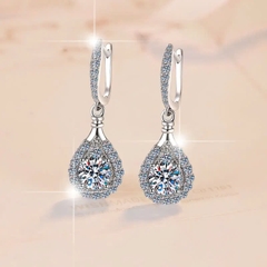 Bông Tai ESME ESES0047 Kim Cương Đá Moissanite Bạc 925 Xi Kim 5 lớp