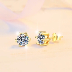 Bông Tai ESME ESES044 Kim Cương Đá Moissanite Bạc 925 Xi Kim 5 lớp