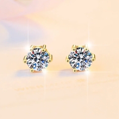 Bông Tai ESME ESES044 Kim Cương Đá Moissanite Bạc 925 Xi Kim 5 lớp