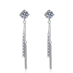 Bông Tai ESME ESES040 Kim Cương Đá Moissanite Bạc 925 Xi Kim 5 lớp