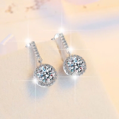 Bông Tai ESME ESES038 Kim Cương Đá Moissanite Bạc 925 Xi Kim 5 lớp