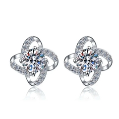 Bông Tai ESME ESES057 Kim Cương Đá Moissanite Bạc 925 Xi Kim 5 lớp