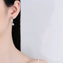 Bông Tai ESME ESES0017 Kim Cương Đá Moissanite Bạc 925 Xi Kim 5 lớp