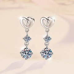 Bông Tai ESME ESES0017 Kim Cương Đá Moissanite Bạc 925 Xi Kim 5 lớp