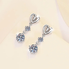 Bông Tai ESME ESES0017 Kim Cương Đá Moissanite Bạc 925 Xi Kim 5 lớp