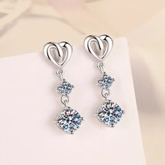 Bông Tai ESME ESES0017 Kim Cương Đá Moissanite Bạc 925 Xi Kim 5 lớp