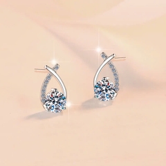 Bông Tai ESME ESES0067 Kim Cương Đá Moissanite Bạc 925 Xi Kim 5 lớp